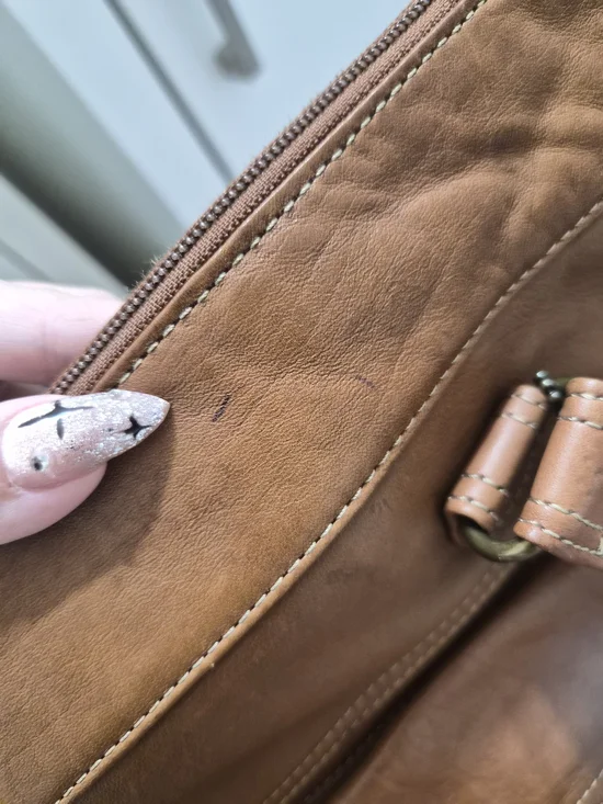 Fossil Leather Tote Bag with Front Pockets - Brown - Picture 10 of 10